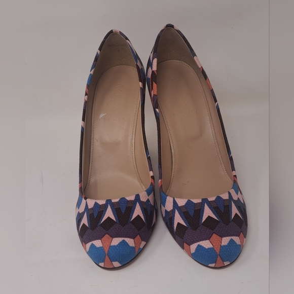 J. Crew Blakely Printed  Pumps Chunky Block Heels Italy Geometric Tribal 8.5 US - Picture 3 of 16